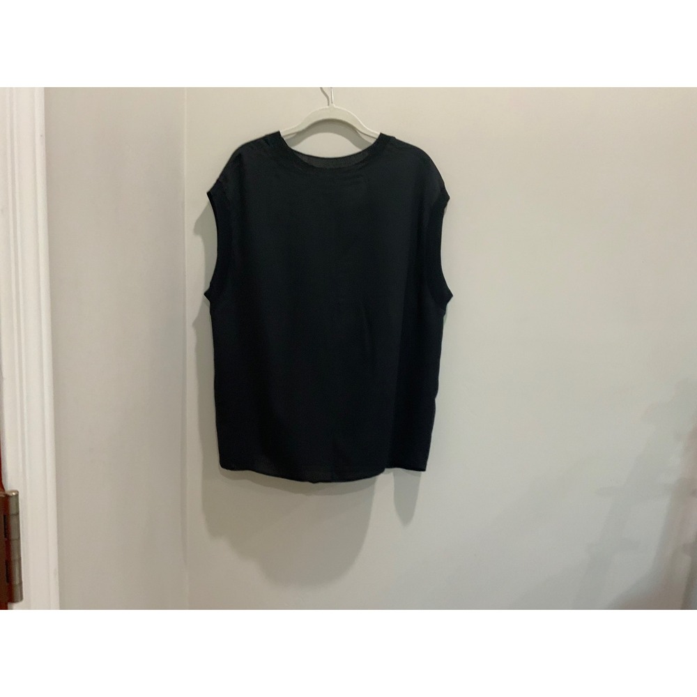 Womens Vince black Sleeveless Crew Neck Tank Top Minimalist Shell Blouse